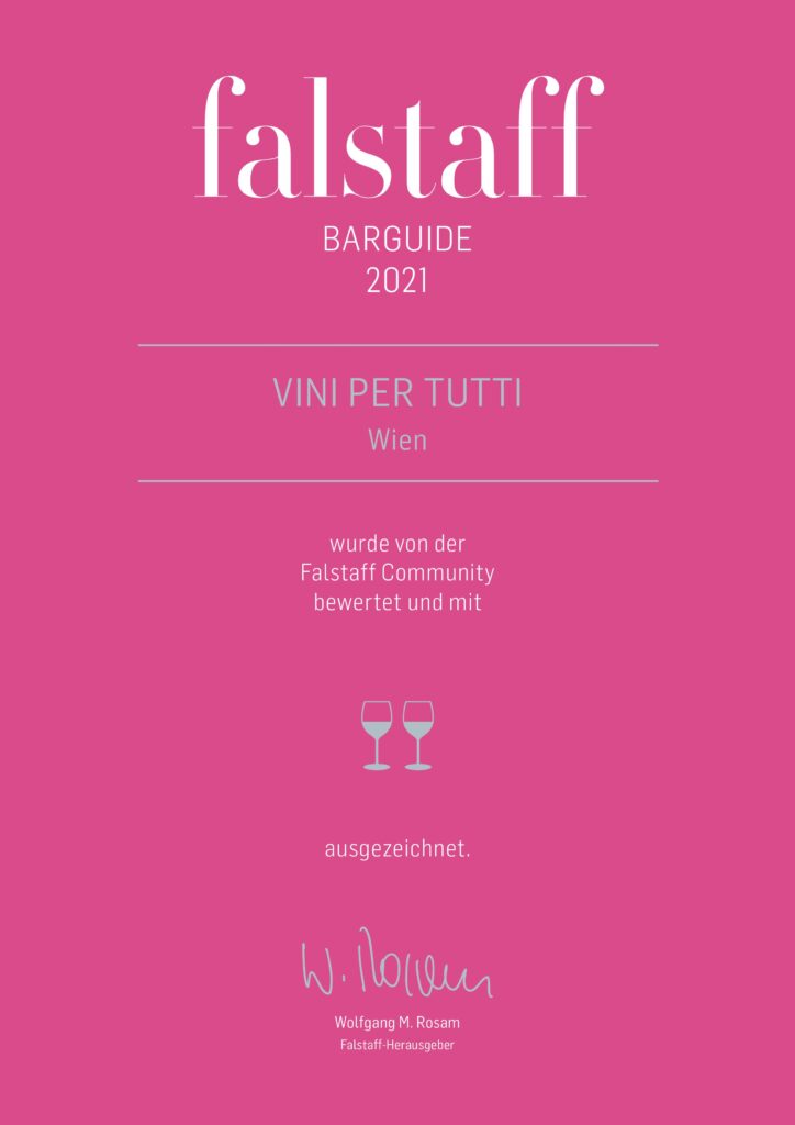 Weinbar Vini per Tutti erneut Falstaff prämiert! - Top Vinothek, Top Weinbar, Falstaff Special